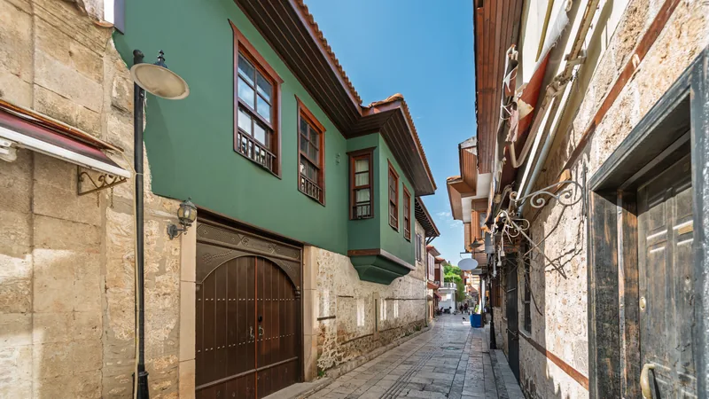 Narrow lane of Ottoman houses in Antalya's Kaleici old town