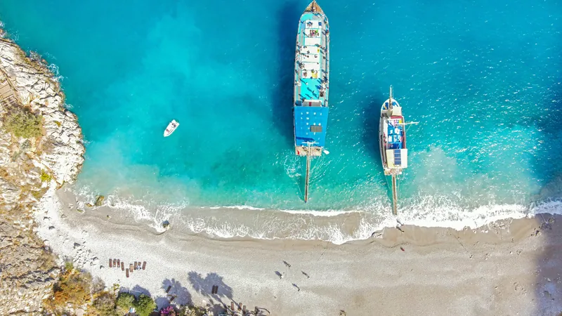 Aerial view of Butterfly Valley, a regular stop on Oludeniz day sails