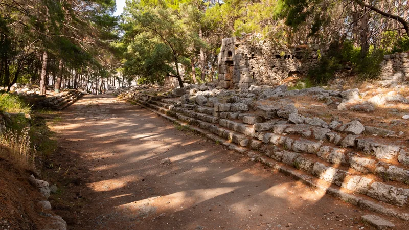 The Roman main street at Phaselis running down to the harbour
