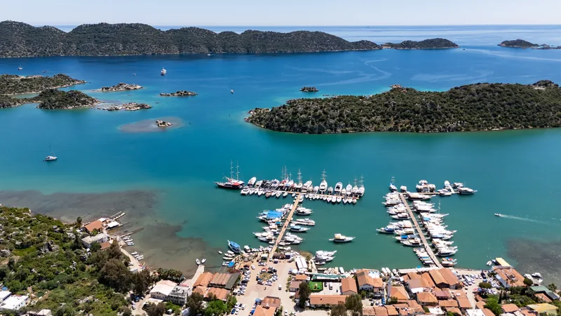Aerial view of Ucagiz village and the Kekova sunken city